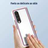 For Samsung Galaxy Z Fold4 5G Frosted Skin Case - Slim & Stylish - Green Color Bar - Close-Up Angle