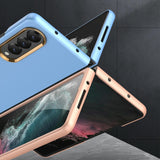 For Samsung Galaxy Z Fold4 5G Electroplating Lens Frame Case - Ultra Thin - White - 45-Degree Angle