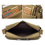 Men Vintage Canvas Single Shoulder Bag - Brown - Top-Down View