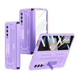 For Samsung Galaxy Z Fold4 5G Telescopic Hinge Foldable Phone Case With Stand - Blue