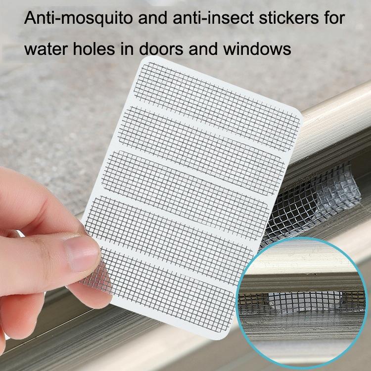 5-piece Self-adhesive Mosquito Stickers for Screen Windows with Drain Holes - Black