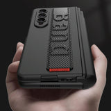 For Samsung Galaxy Z Fold4 5G Shockproof Magnetic Fold Case With Wrist Strap - Black - 45-Degree Angle