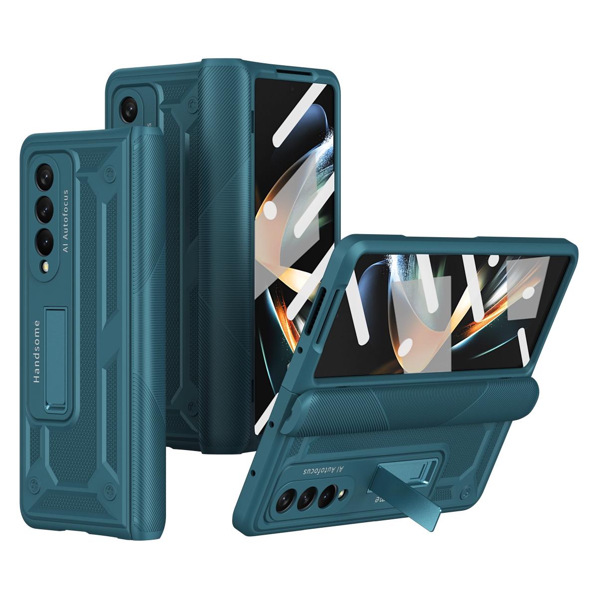 For Samsung Galaxy Z Fold4 5G Shockproof Secure Hinge Phone Case - Blue