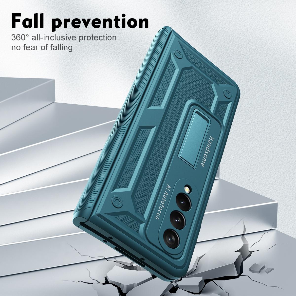 For Samsung Galaxy Z Fold4 5G Shockproof Secure Hinge Phone Case - Blue