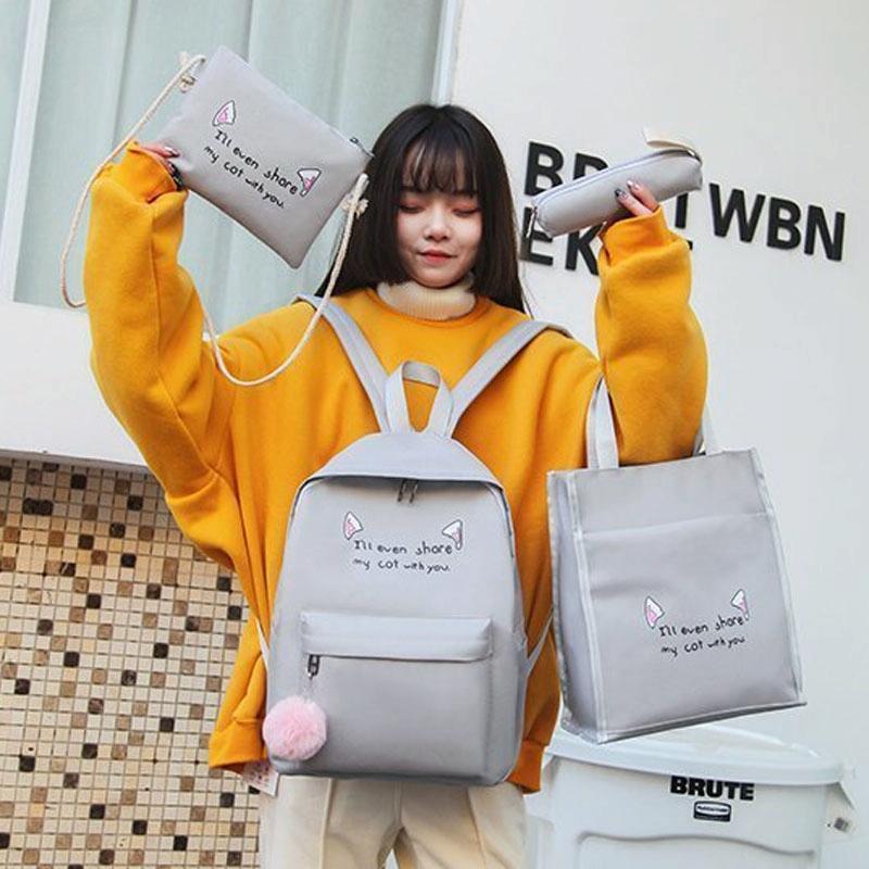 Versatile 4-piece Travel Backpack Set - Pink