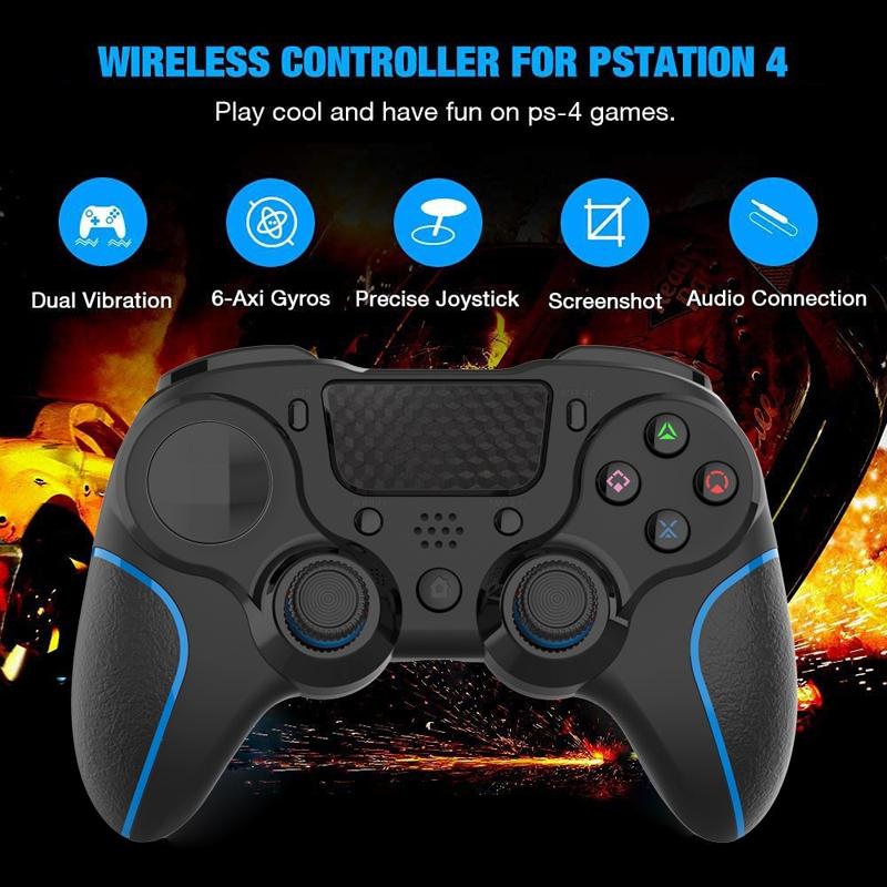 Bluetooth Gamepad for Ps4 Pro with Dual Vibration and Six-axis Control - Black White