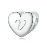 925 Sterling Silver Platinum Plated Love Letters Diy Beads In - V - Extra Image
