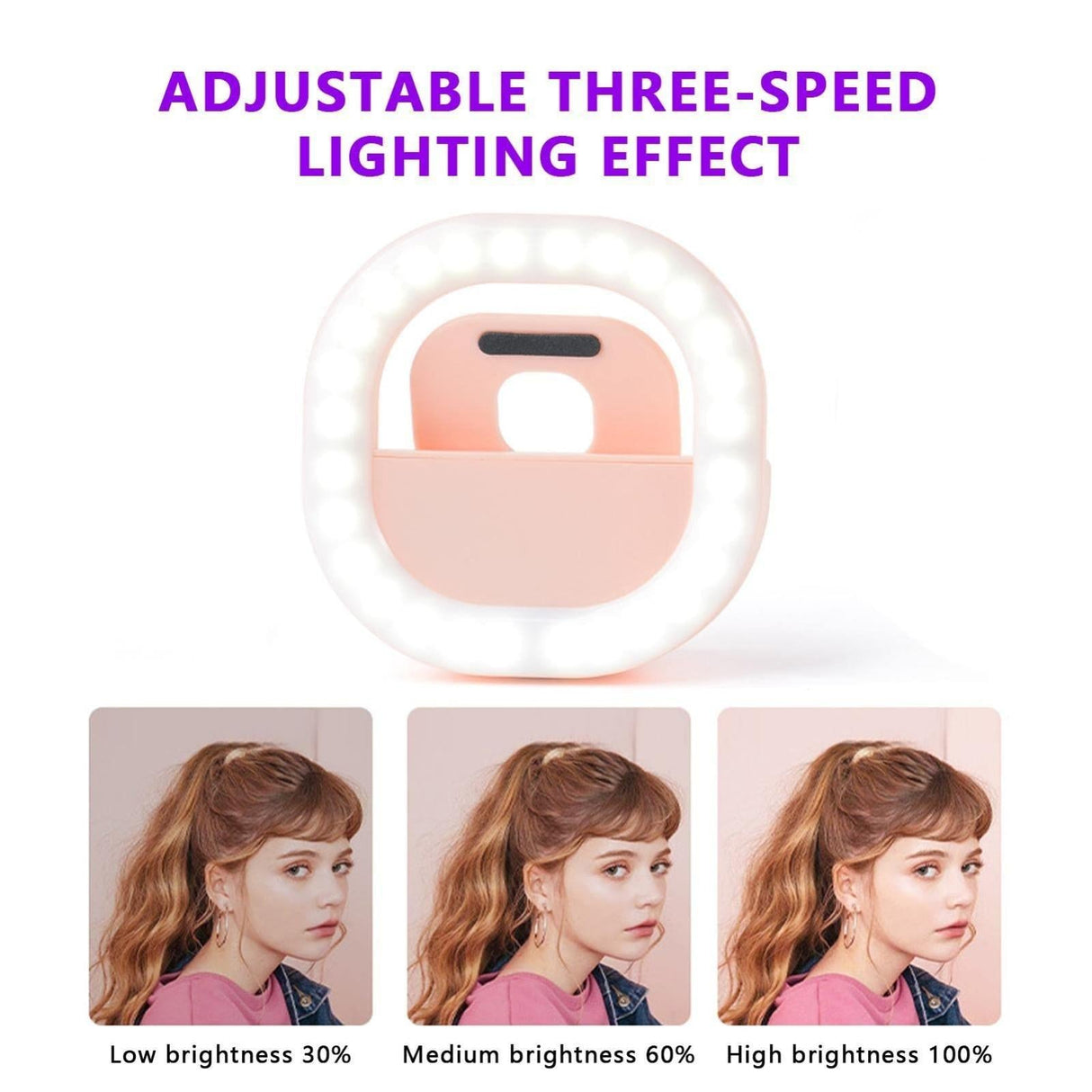 Rechargeable Clip-on Selfie Light for Mobile Phones - Blue