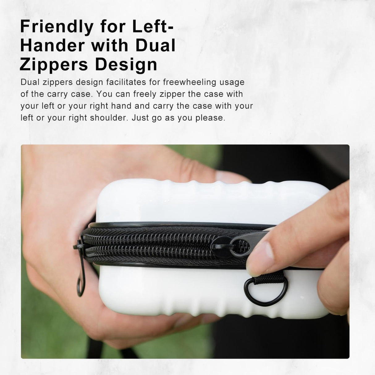 Waterproof Hard Shell Storage Bag for Amagisn - Compact Size - Pearl White