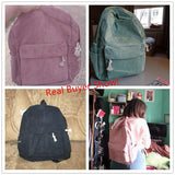 Girls' and Women Corduroy Backpack - School - Light Green - Rear View