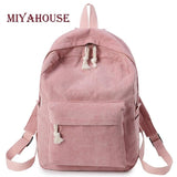 Girls' and Women Corduroy Backpack - School - Light Green - Extra Image