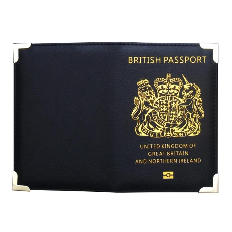 Dark Blue Leather Passport Cover With Metal Feet