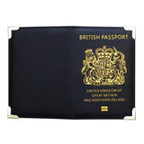 Dark Blue Leather Passport Cover With Metal Feet - Top-Down View