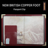 Dark Blue Leather Passport Cover With Metal Feet - Rear View