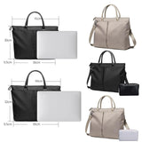 Versatile Business Briefcase Large Capacity Messenger Bag - Khaki+Gray Pu Power Bag - Side View