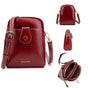 Oil Wax Leather Double Zip Crossbody Phone Bag - Red