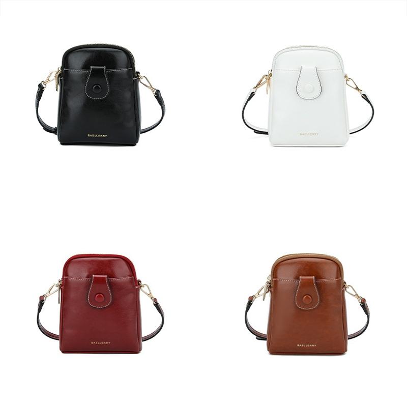 Oil Wax Leather Double Zip Crossbody Phone Bag - Red