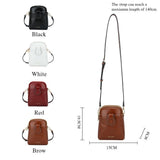 Oil Wax Leather Double Zip Crossbody Phone Bag - Red