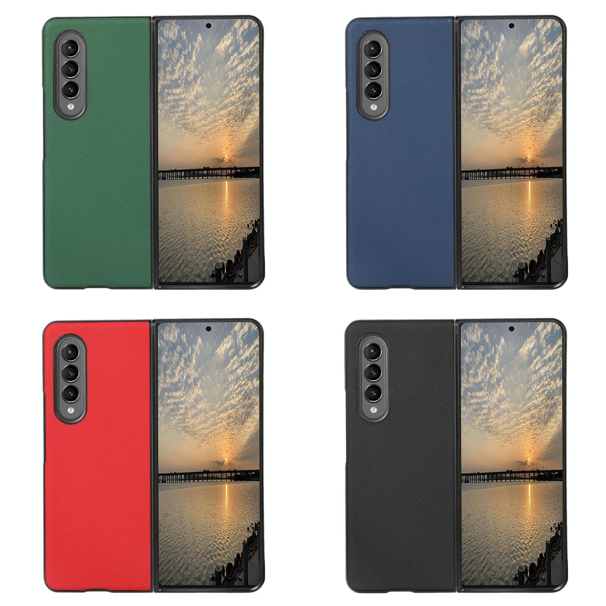 For Samsung Galaxy Z Fold4 5G Fold 4 Cross Texture Pu Leather Case - Blue