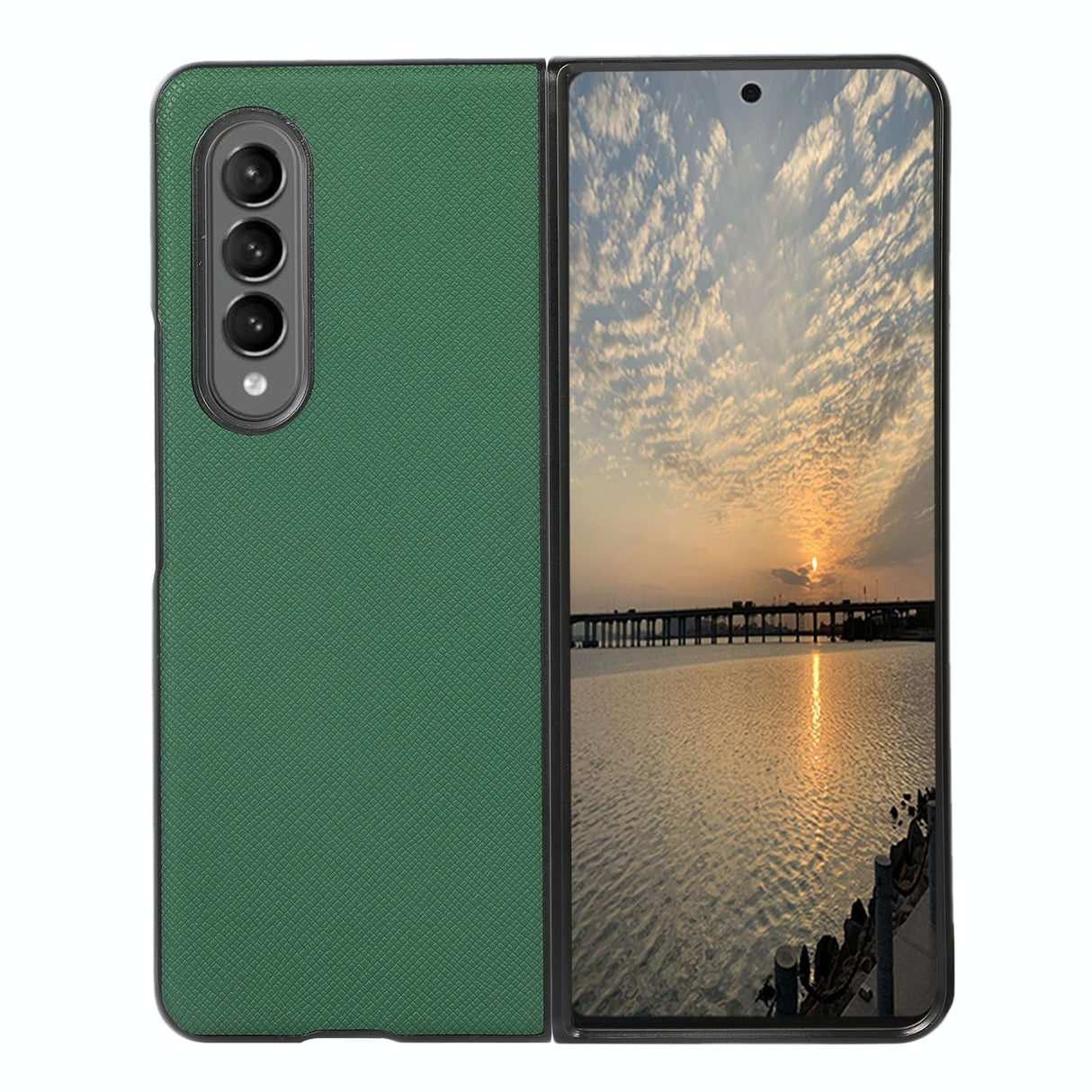 For Samsung Galaxy Z Fold4 5G Fold 4 Cross Texture Pu Leather Case - Blue