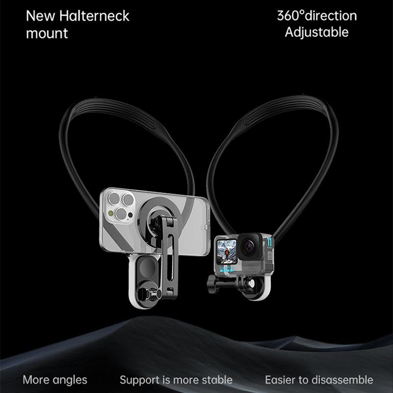 Versatile Magnetic Neck Holder for Phones and Action Cameras - Star Light Color