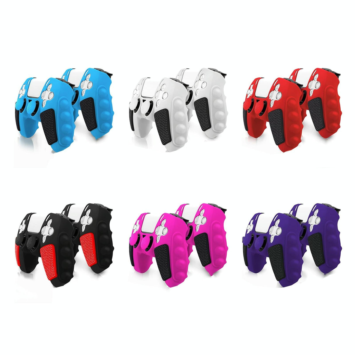 Silicone Gamepad Protective Case for Sony Ps5 with Splicing Design and Rocker Caps - Red Black