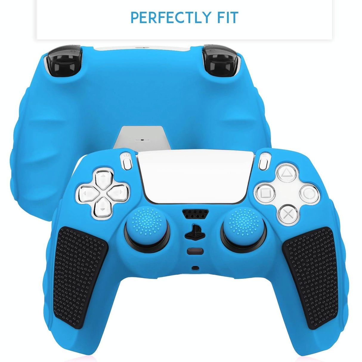 Silicone Gamepad Protective Case for Sony Ps5 with Splicing Design and Rocker Caps - Red Black
