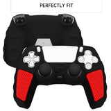 Silicone Gamepad Protective Case for Sony Ps5 with Splicing Design and Rocker Caps - Red Black - Extra Image