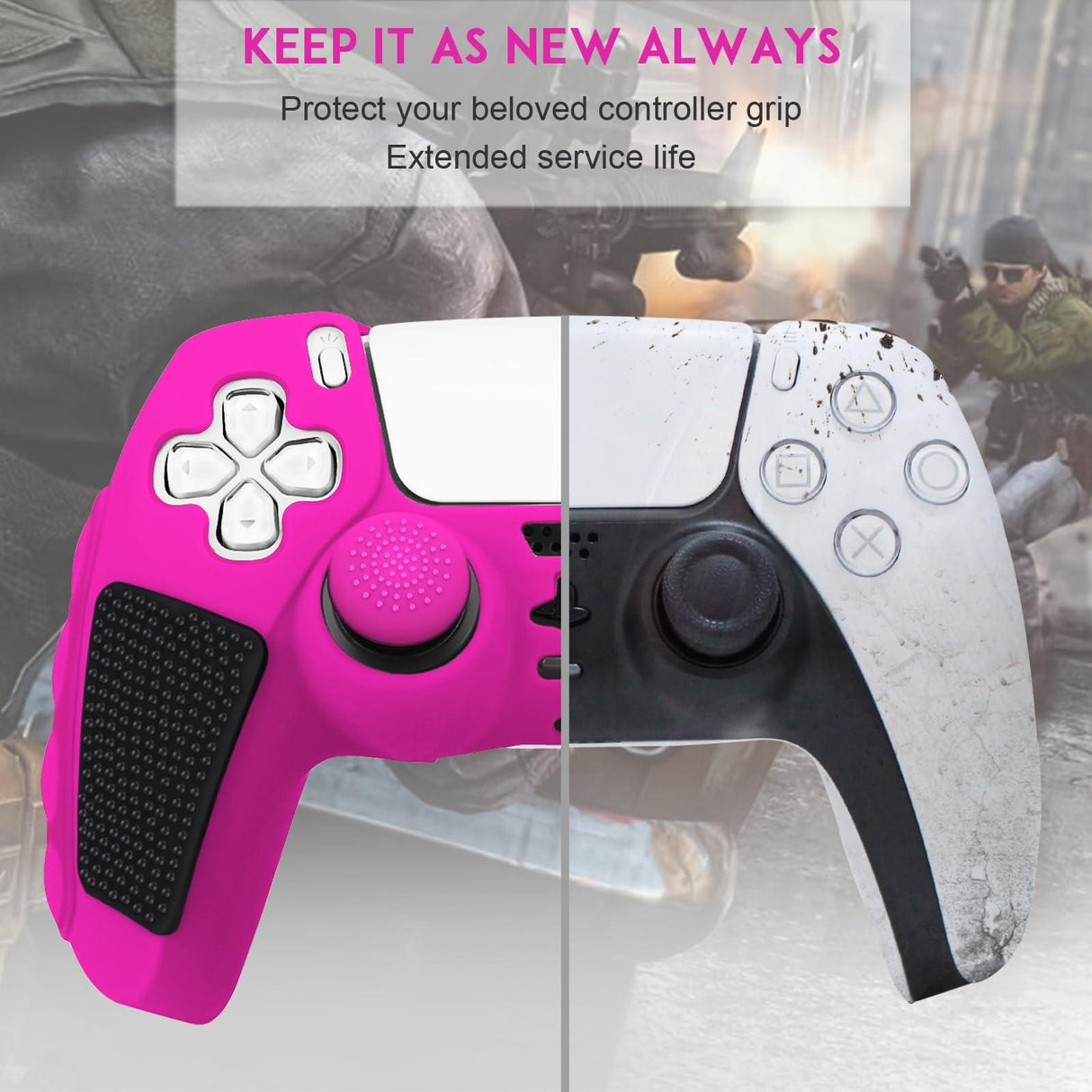 Silicone Gamepad Protective Case for Sony Ps5 with Splicing Design and Rocker Caps - Red Black