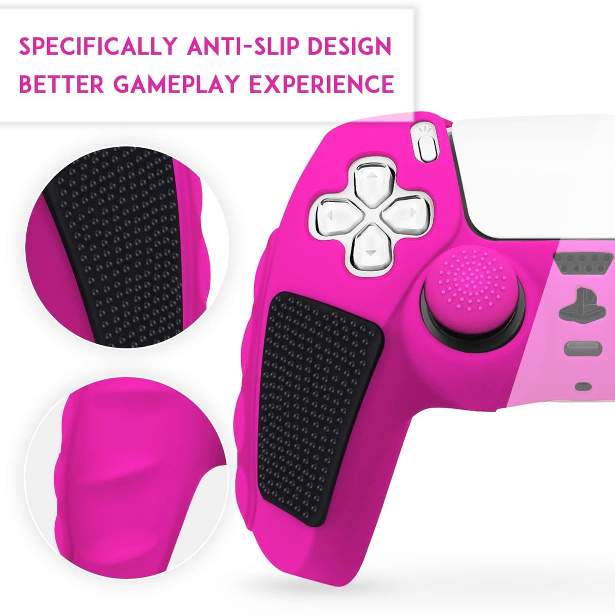 Silicone Gamepad Protective Case for Sony Ps5 with Splicing Design and Rocker Caps - Red Black