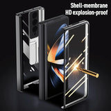For Samsung Galaxy Z Fold4 5G Samsung Fold 4 Full Body Hinge Case - Electroplated - Green - Rear View