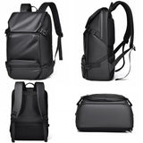 Travel Backpack for Men - Compact and Durable - Dark Blue - Top-Down View