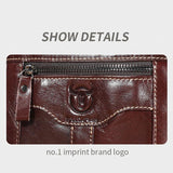 Large Capacity Retro Cowhide Crossbody Bag - Coffee - Top-Down View