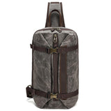 Retro Waxed Canvas Chest Bag Large Capacity Shoulder Crossbody Bag For Men - Blue - Front View