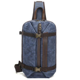 Retro Waxed Canvas Chest Bag Large Capacity Shoulder Crossbody Bag For Men - Blue - Extra Image
