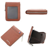 Large Multi Card Slot Organ Card Bag With Zip Coin Purse - Coffee