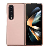 For Samsung Galaxy Z Fold4 5G Skyline Series Nano Electroplating Pu Case - Pink Gold - Front View