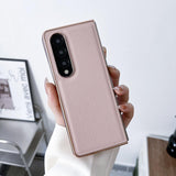 For Samsung Galaxy Z Fold4 5G Skyline Series Nano Electroplating Pu Case - Pink Gold