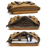 Leather Waxed Canvas Crossbody Bag For Outdoors - S11 Khaki - Rear View