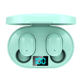 Wireless Bluetooth Earphones with E6s Led Display - Tws - Blue - Front View