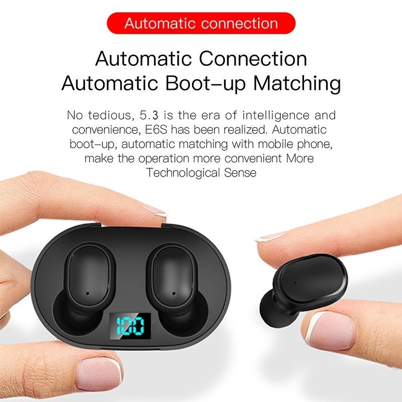 Wireless Bluetooth Earphones with E6s Led Display - Tws - Blue