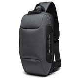 Anti Theft Men Waterproof Crossbody Bag With USB Port - Dark Grey