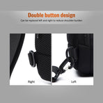 Anti Theft Men Waterproof Crossbody Bag With USB Port - Dark Grey