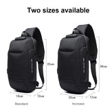 Anti Theft Men Waterproof Crossbody Bag With USB Port - Dark Grey