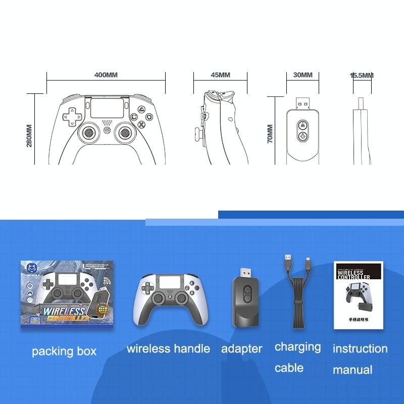 Wireless Bluetooth Game Controller for Ps5 / Ps4 / Pc - Black + Red