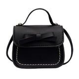 Mini Bowknot Pu Leather Baby Girls Messenger Bag - Yellow