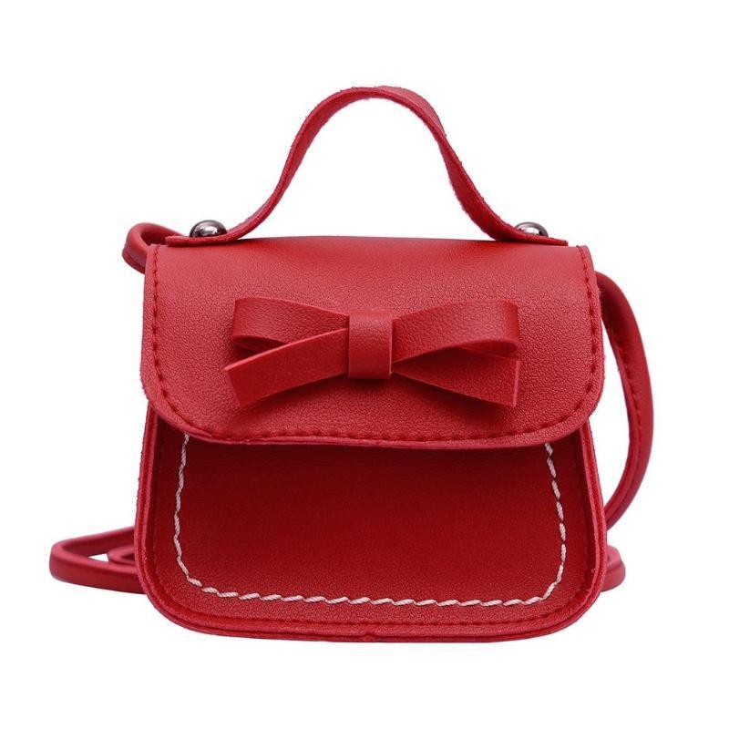 Mini Bowknot Pu Leather Baby Girls Messenger Bag - Yellow
