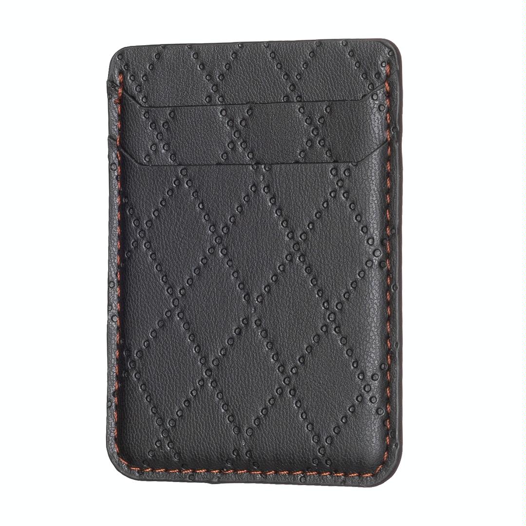 Diamond Lattice Card Bag Sticker For Mobile Phones - Black