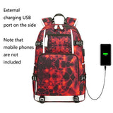 Student Waterproof Printed Backpack - Geometric Blue - Close-Up Angle