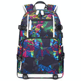 Student Waterproof Printed Backpack - Geometric Blue